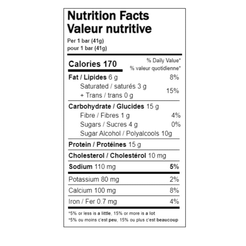 Caramel Peanut Protein Bars nutrition fact